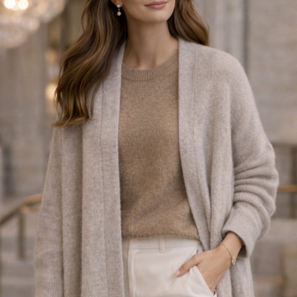 NWT Wool Blend Very Soft Oversized Open Front Knit Cardigan - Picture 6 of 16